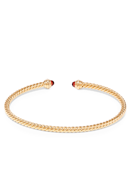 Cablespira Embellished Bracelet, 18K Yellow Gold & Garnet